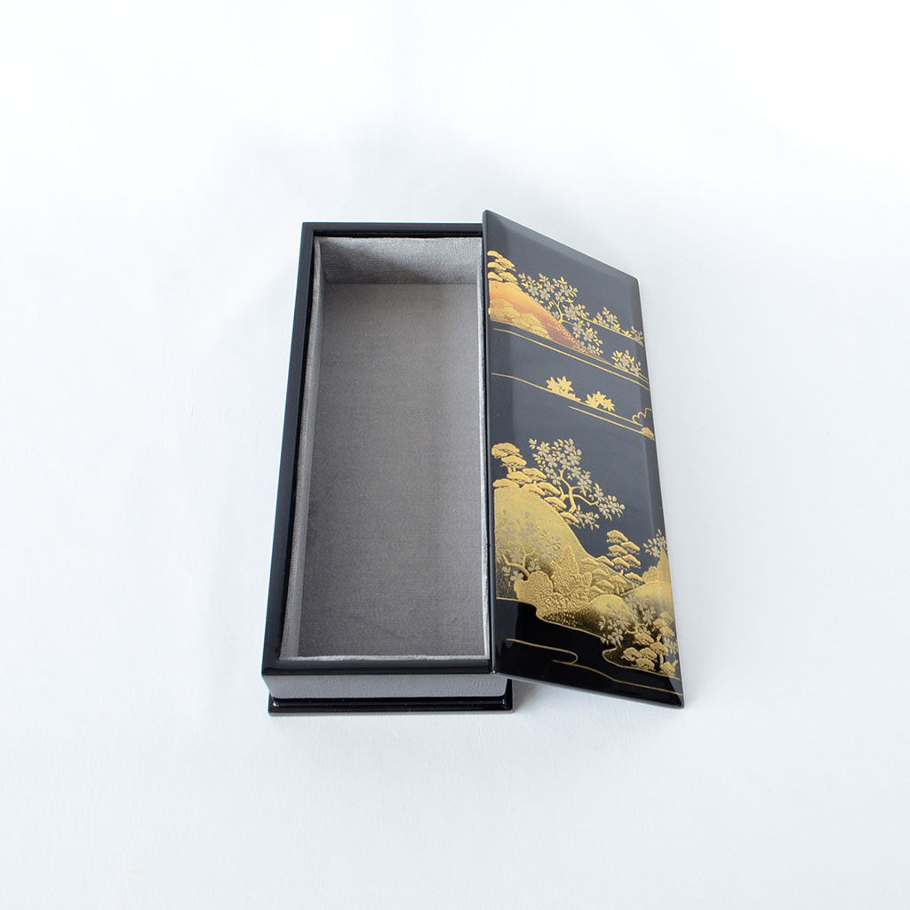 Lacquerware Pen Box with Velvet-Lined Interior