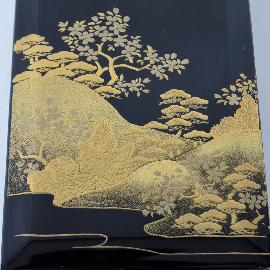 Lacquerware Pen Box with Velvet-Lined Interior
