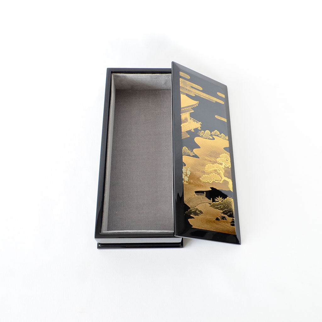 Lacquerware Pen Box with Velvet-Lined Interior