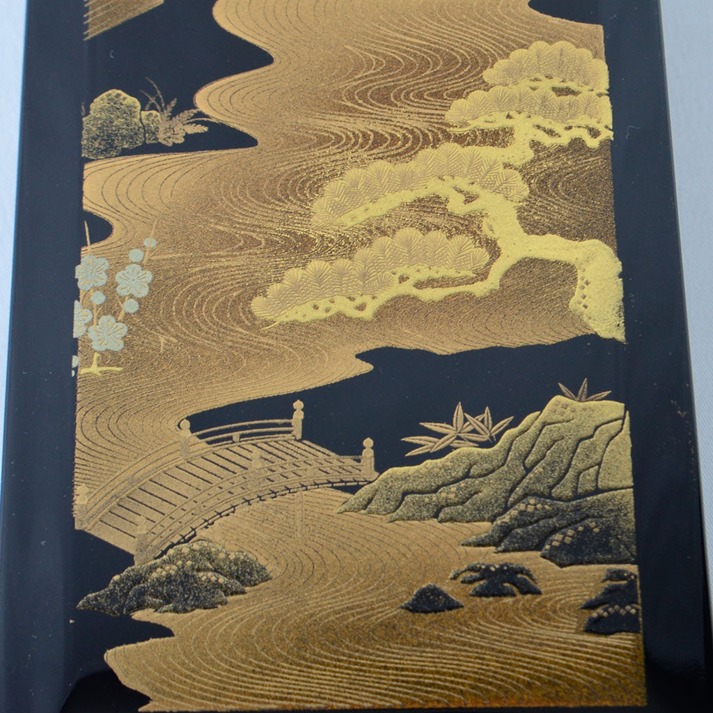 Lacquerware Pen Box with Velvet-Lined Interior