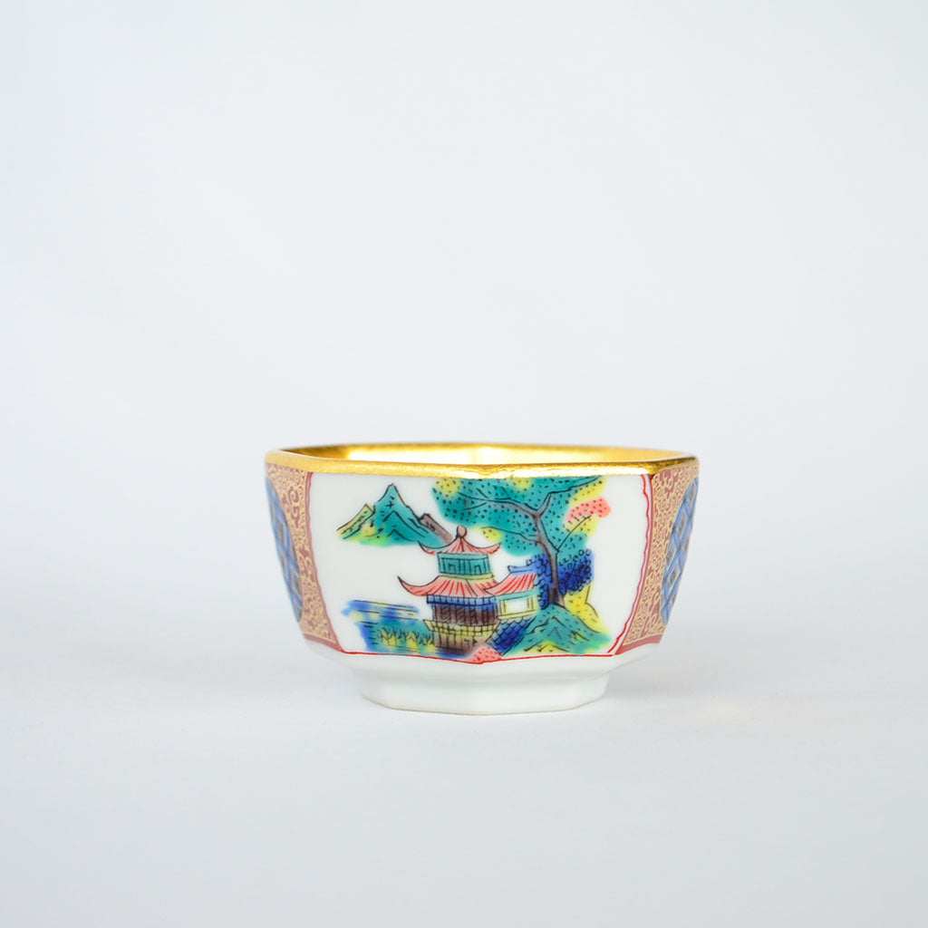 Gold Leaf Kutani Ware Sake Cup "Shoza Style"