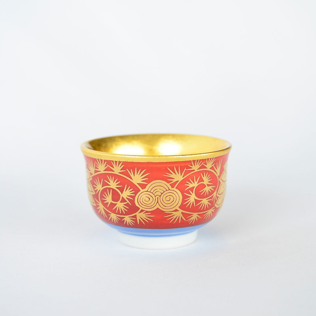 Gold Leaf Kutani Ware Sake Cup "Eiraku Style"