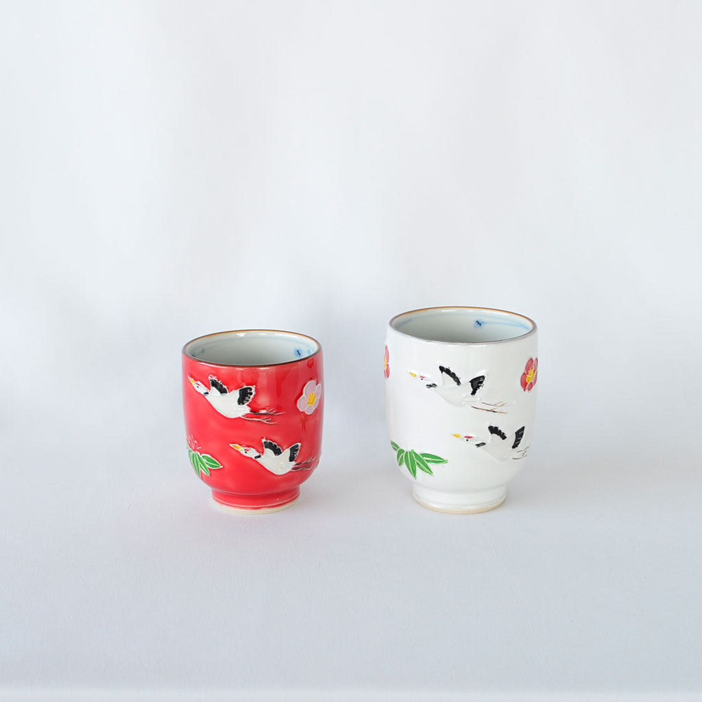 Kiyomizu Ware Teacup – Soaring Cranes