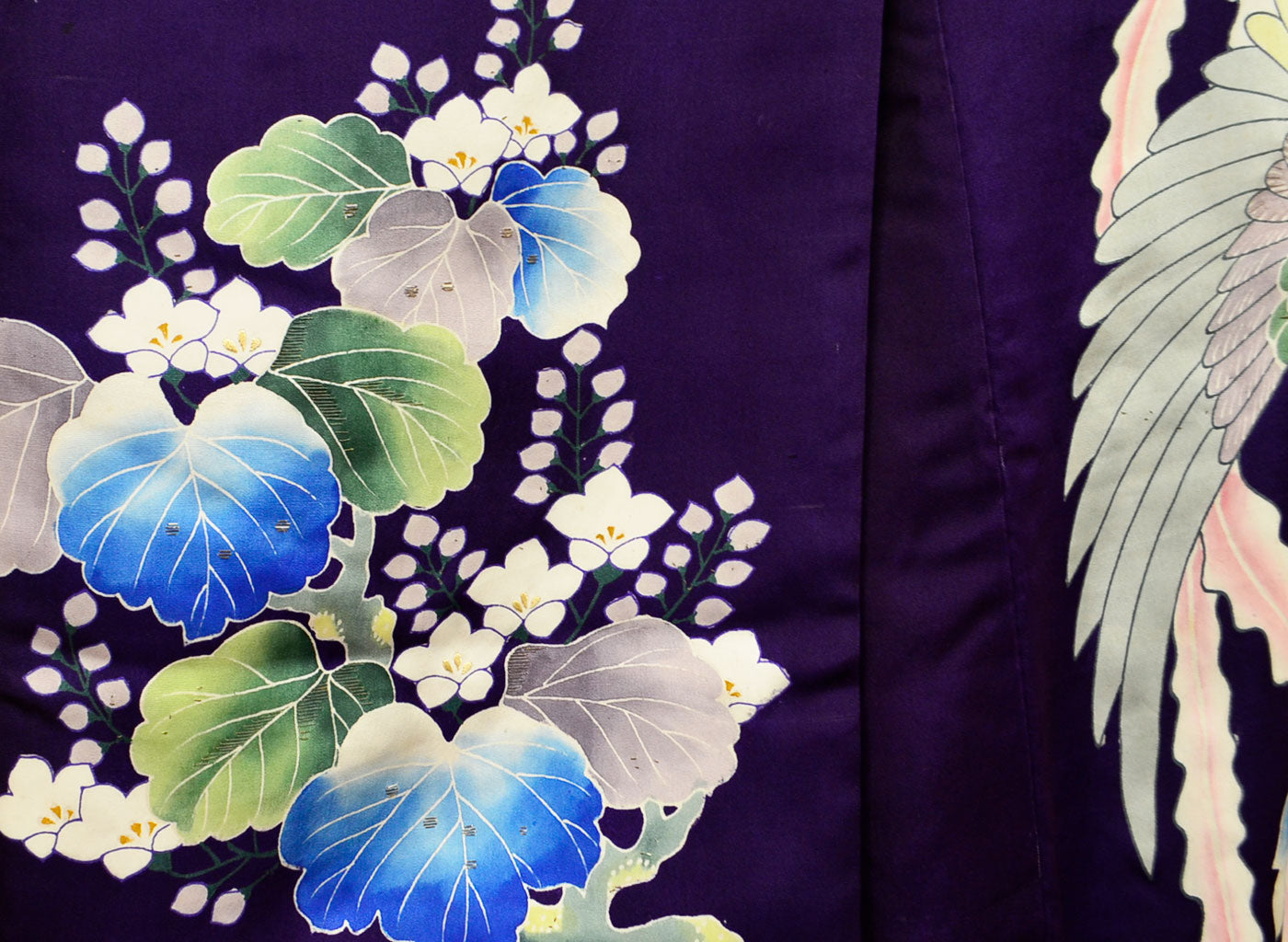 Uchikake Wedding Kimono 500 "Deep Purple with Phoenix & Paulownia" (Antique)