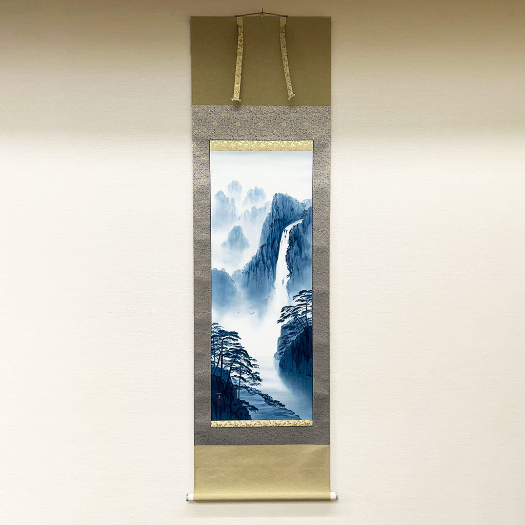 Japanese Hanging Scroll Kakejiku Kayo Shiraki "Shan Shui with a Waterfall"
