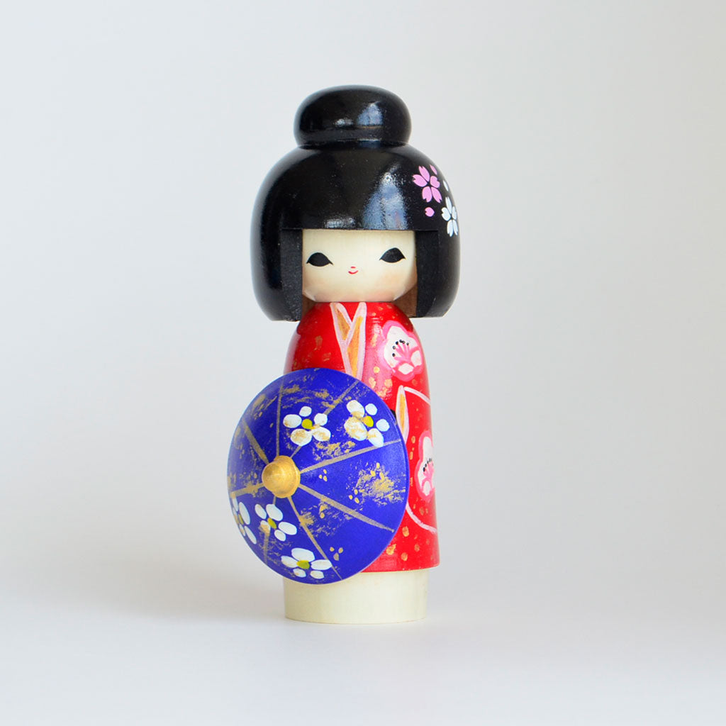 Kokeshi doll "Higasa (Parasol) Red "