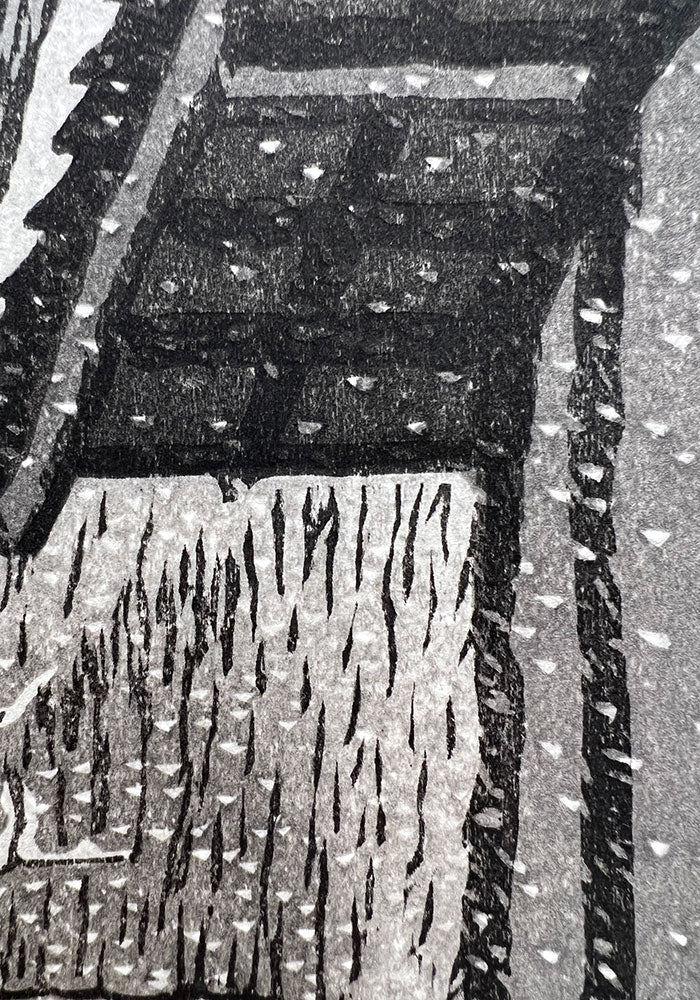 Woodblock print "Glow at Dusk in Jyoshu Minakami, Gunma pref." by Kasamatsu Shiro Published by UNSODO