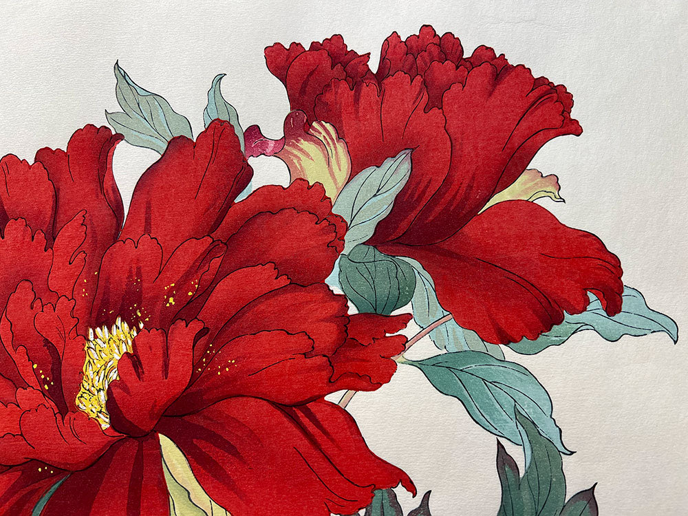 Woodblock print "Peony" by Tanigami Konan Published by UNSODO