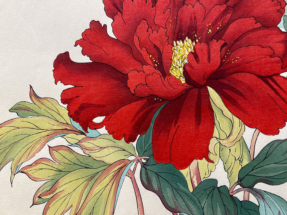 Woodblock print "Peony" by Tanigami Konan Published by UNSODO