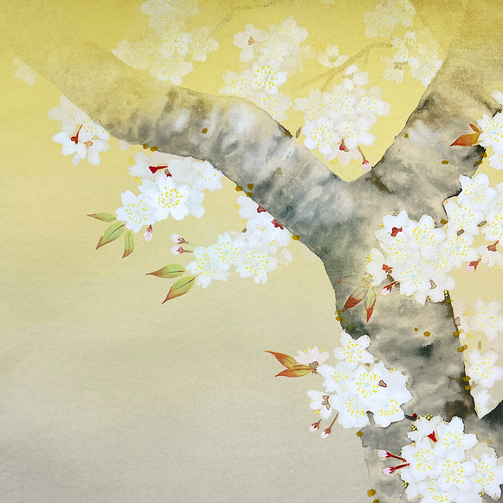 Japanese Hanging Scroll Kakejiku Toyo Kawamura "Cherry Blossoms with a Bird"