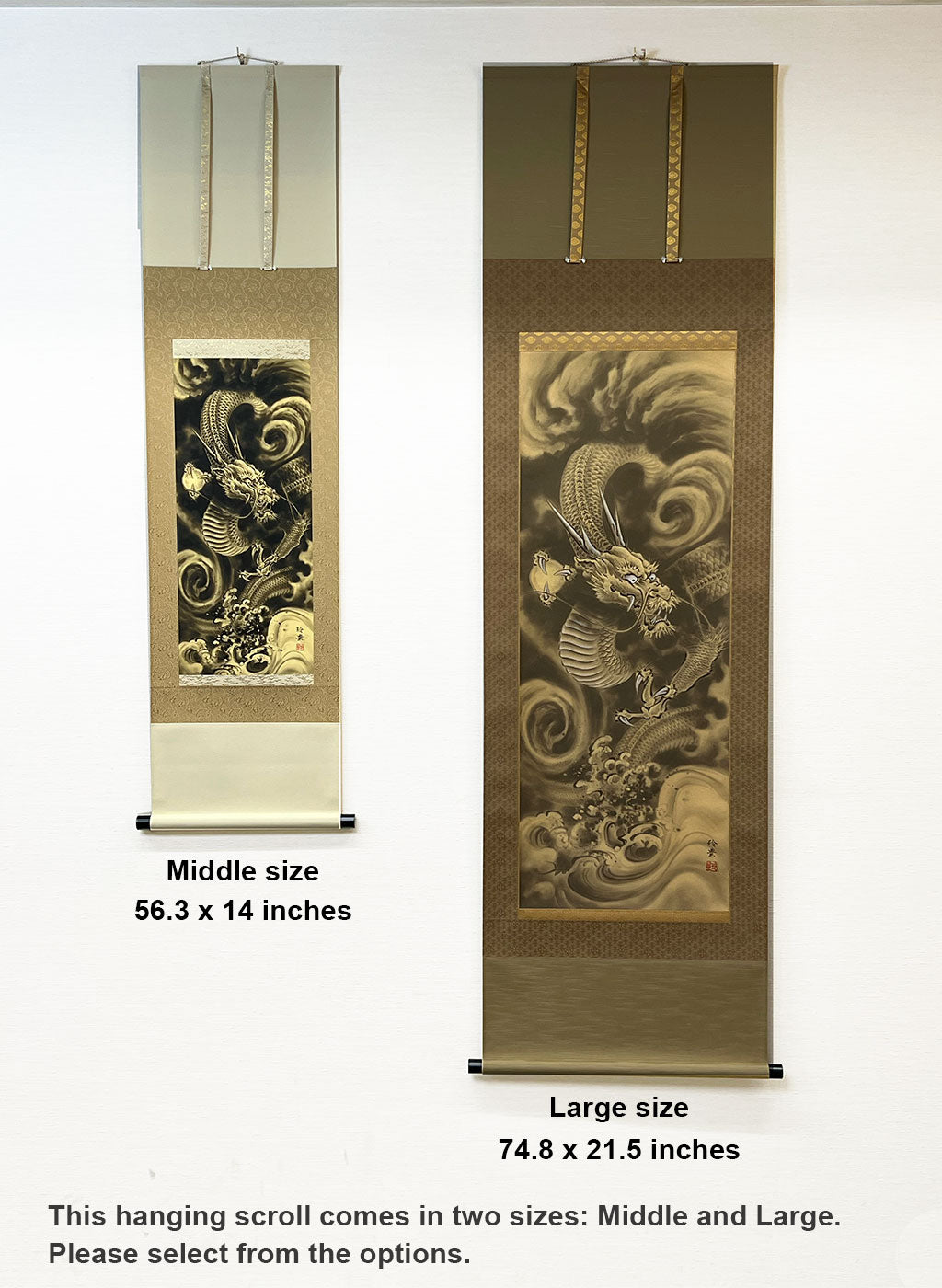 Japanese Hanging Scroll Kakejiku Reiho Imai "Golden Dragon"