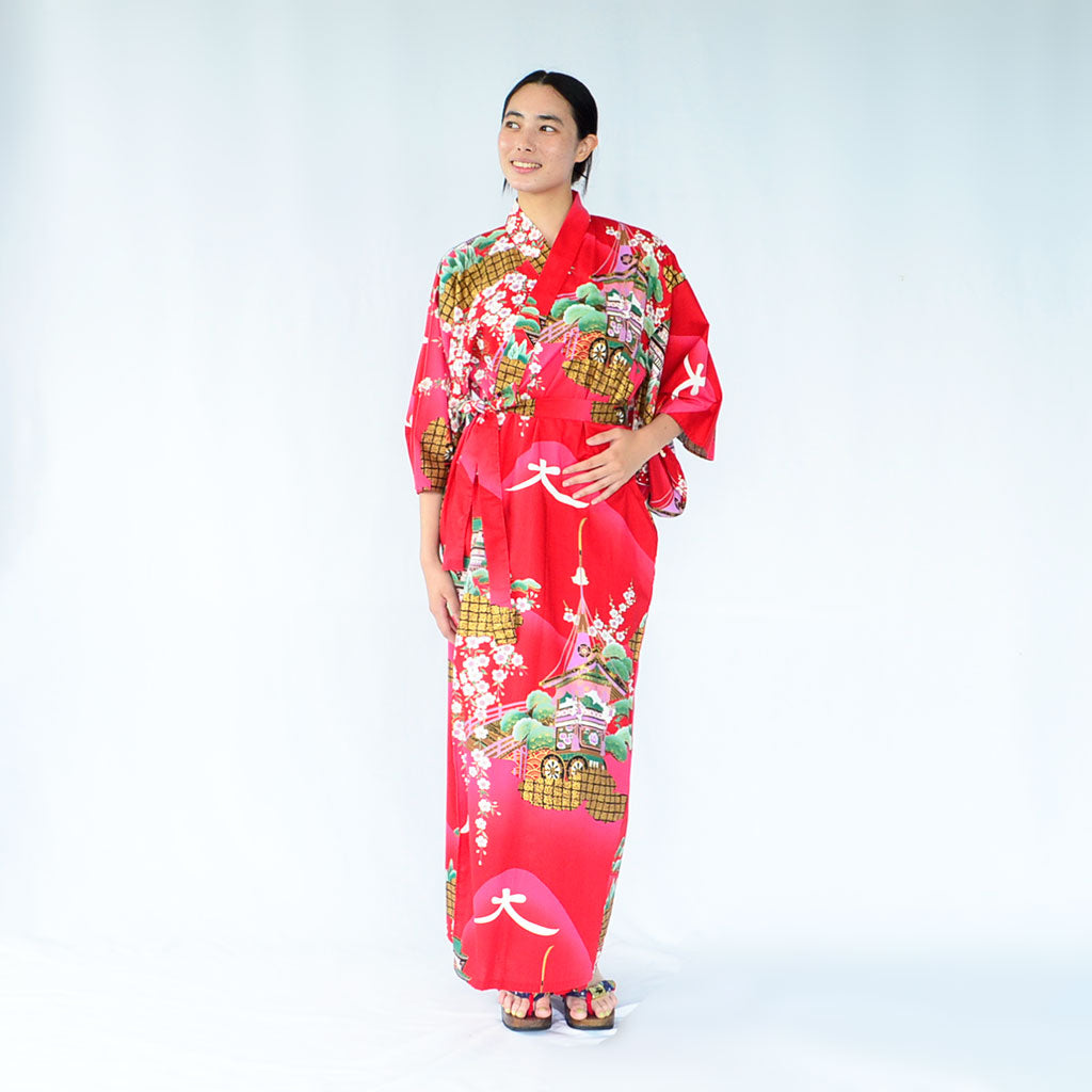 Japanese Colorful Yukata Women's Cotton "Mt. Daimonji"
