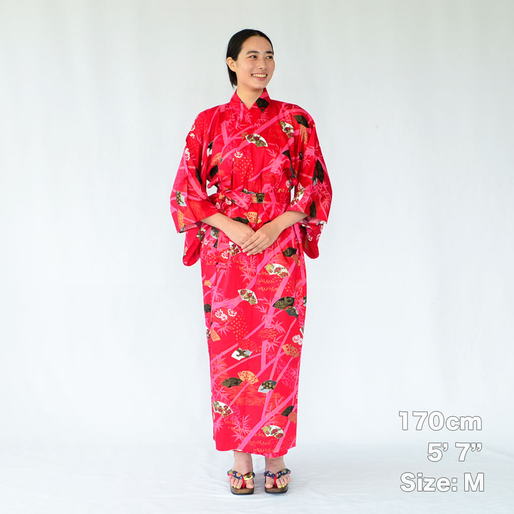 Japanese Kimono Women's Cotton "Bamboo & Fan"