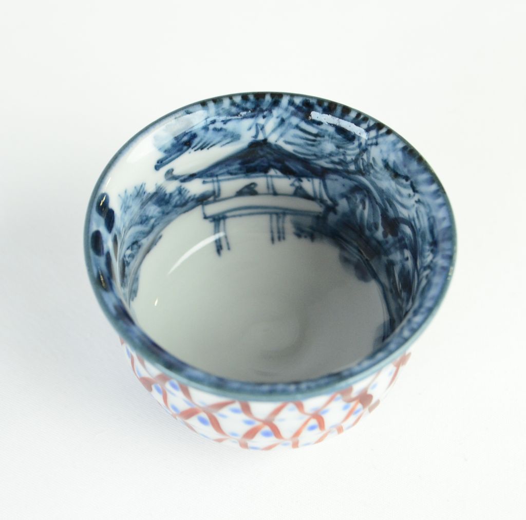 Kiyomizu ware Sake cup "Amime Sansui"