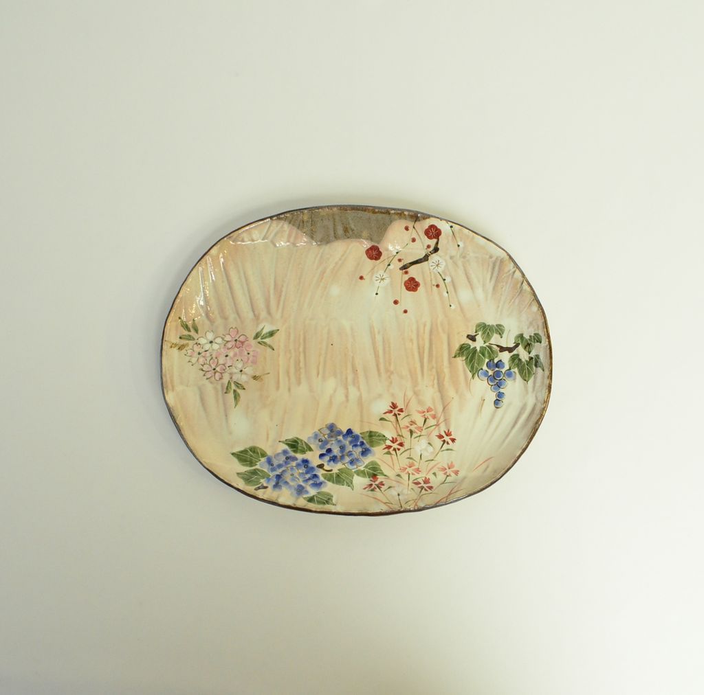 Kiyomizu ware Plate "Four-season Flower"