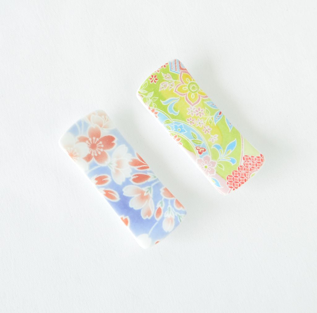 Chopsticks Set of 2P with Rests “Red and Blue Cherry blossoms”