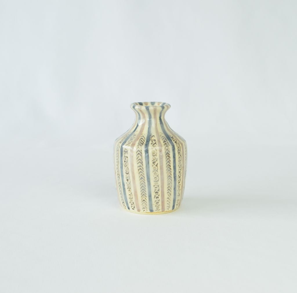 Kiyomizu Ware Sake Decanter & Cups Set "Shino Tokusa"