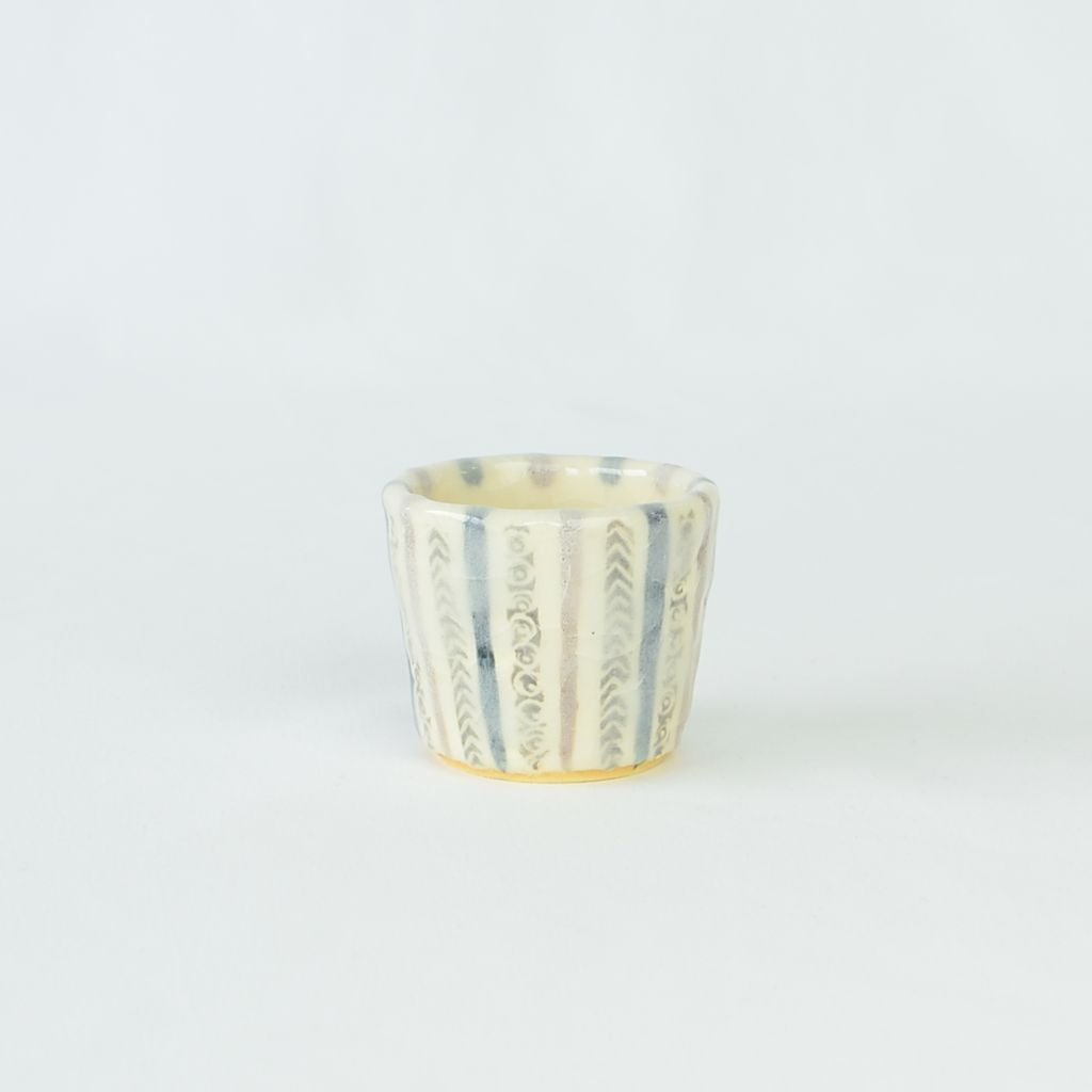 Kiyomizu Ware Sake Decanter & Cups Set "Shino Tokusa"