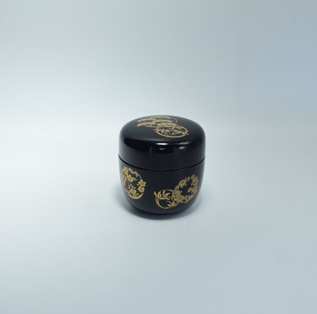 Lacquerware Tea Caddy "Flower Circle"