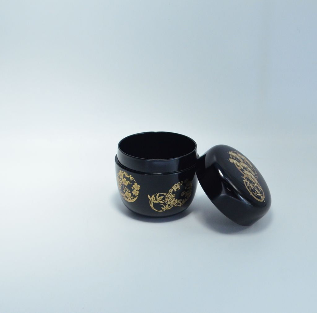 Lacquerware Tea Caddy "Flower Circle"