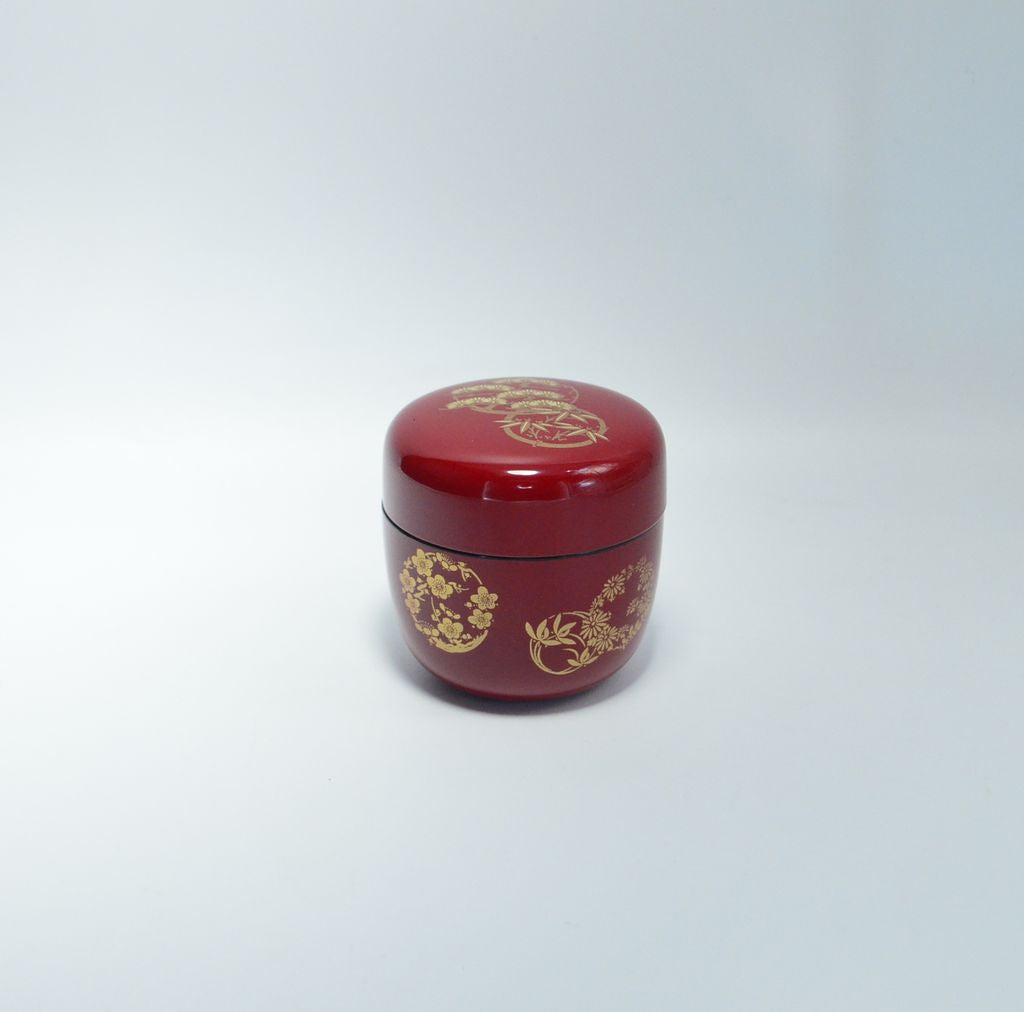 Lacquerware Tea Caddy "Flower Circle"