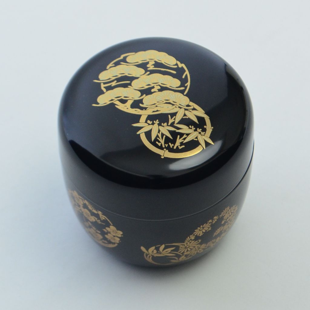 Lacquerware Tea Caddy "Flower Circle"