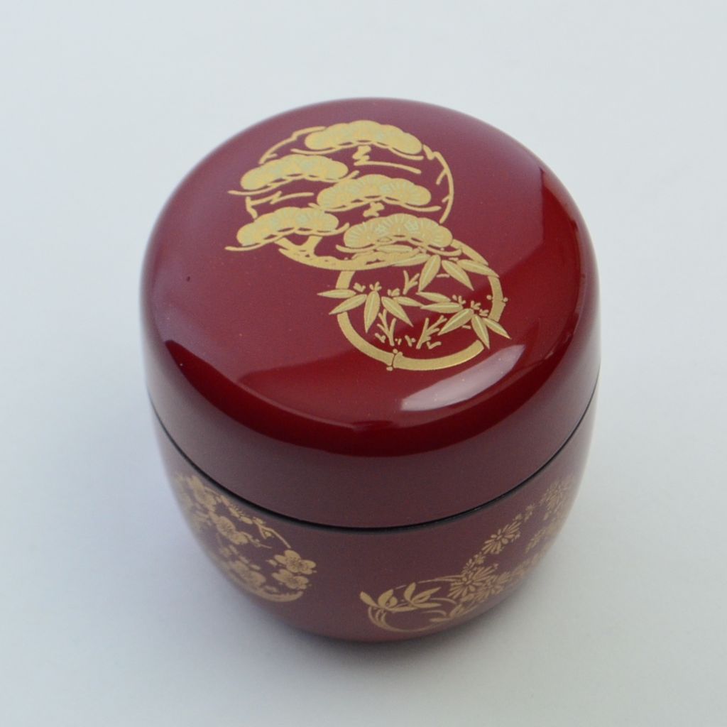 Lacquerware Tea Caddy "Flower Circle"