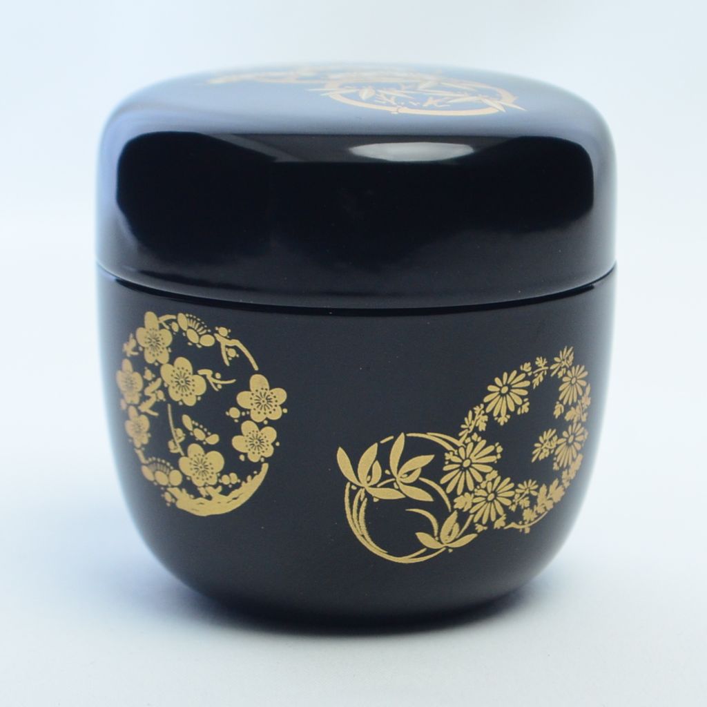 Lacquerware Tea Caddy "Flower Circle"