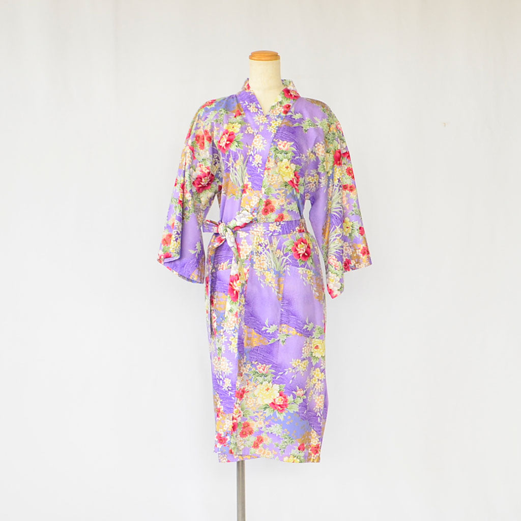 Japanese Colorful Yukata Women's Cotton Knee-length "Flower Garden"