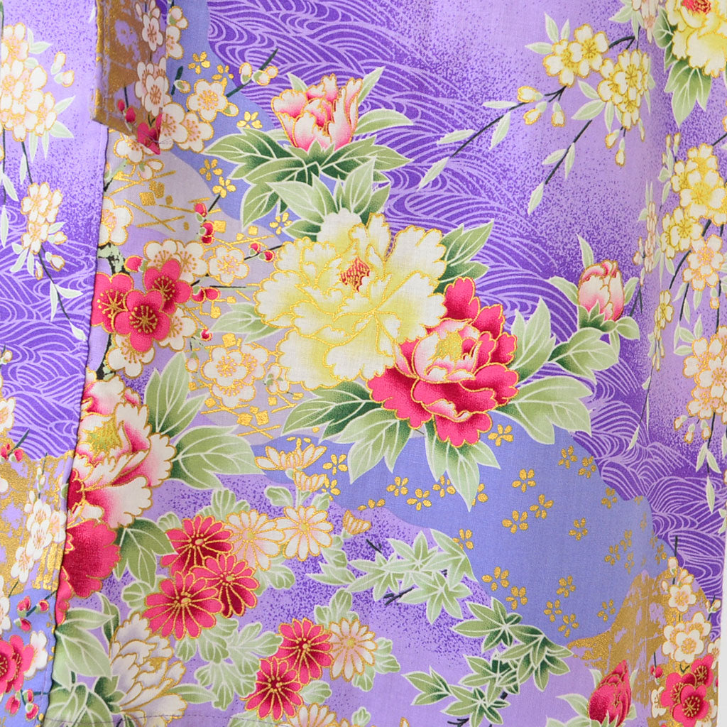 Japanese Colorful Yukata Women's Cotton Knee-length "Flower Garden"