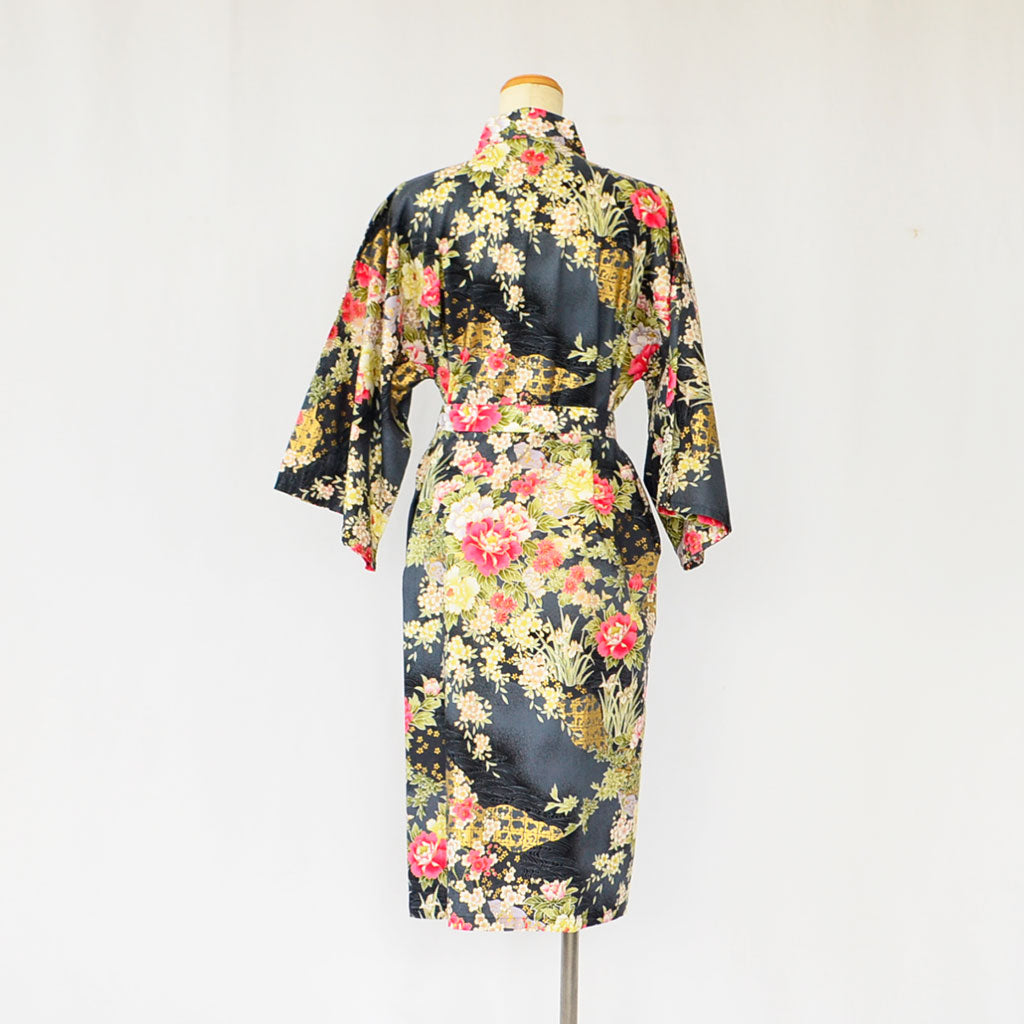 Japanese Colorful Yukata Women's Cotton Knee-length "Flower Garden"