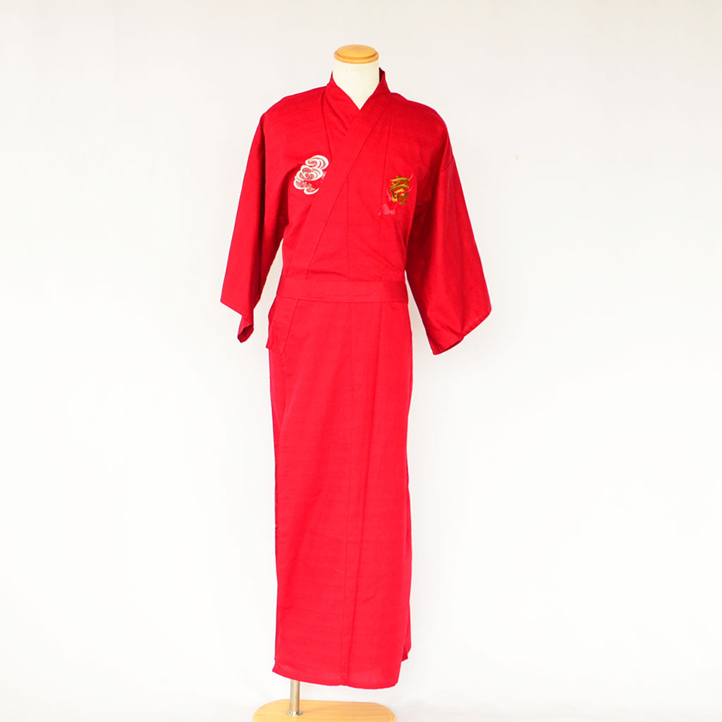 Japanese Kimono Men’s Cotton "Clouds and Dragon" Embroidery