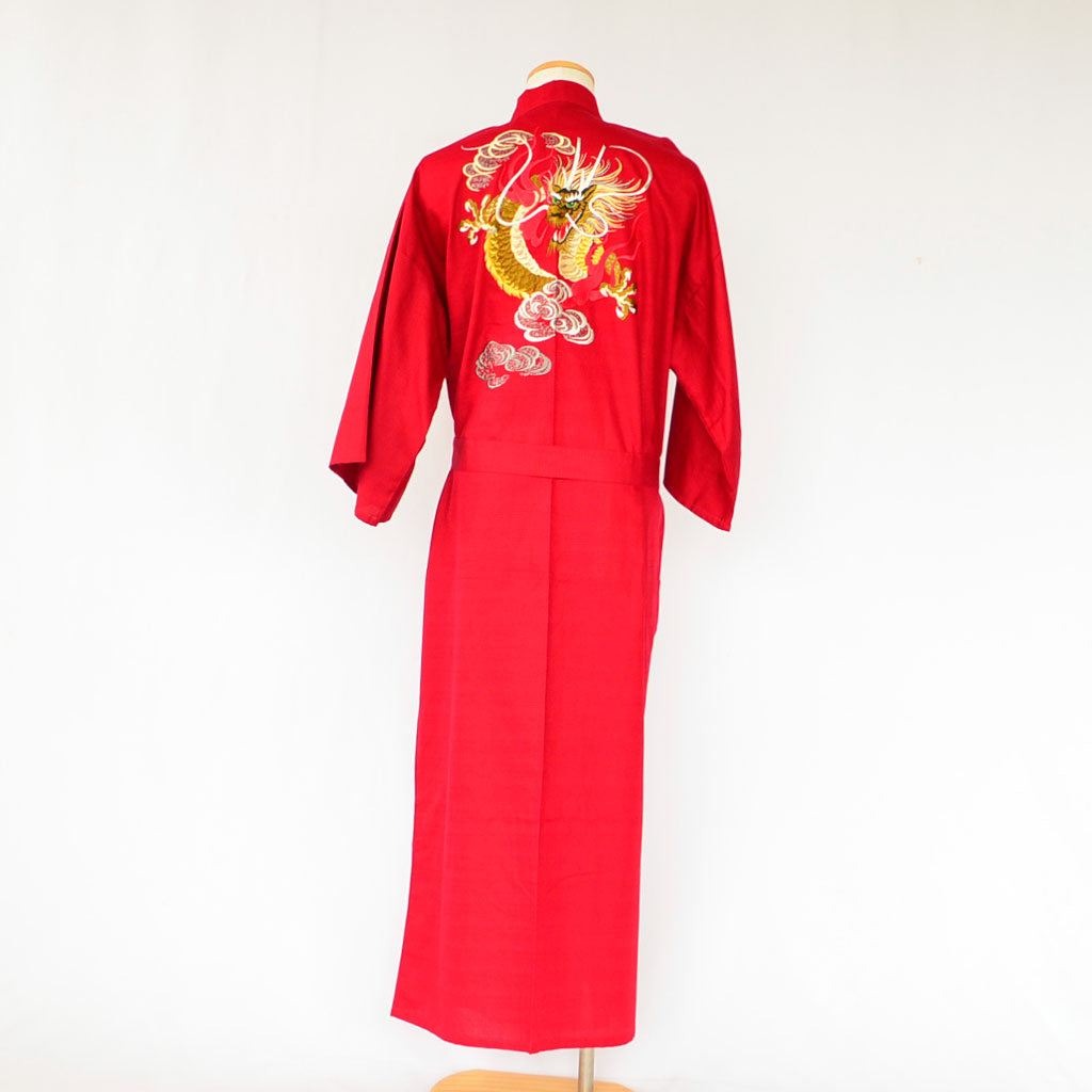 Japanese Kimono Men’s Cotton "Clouds and Dragon" Embroidery