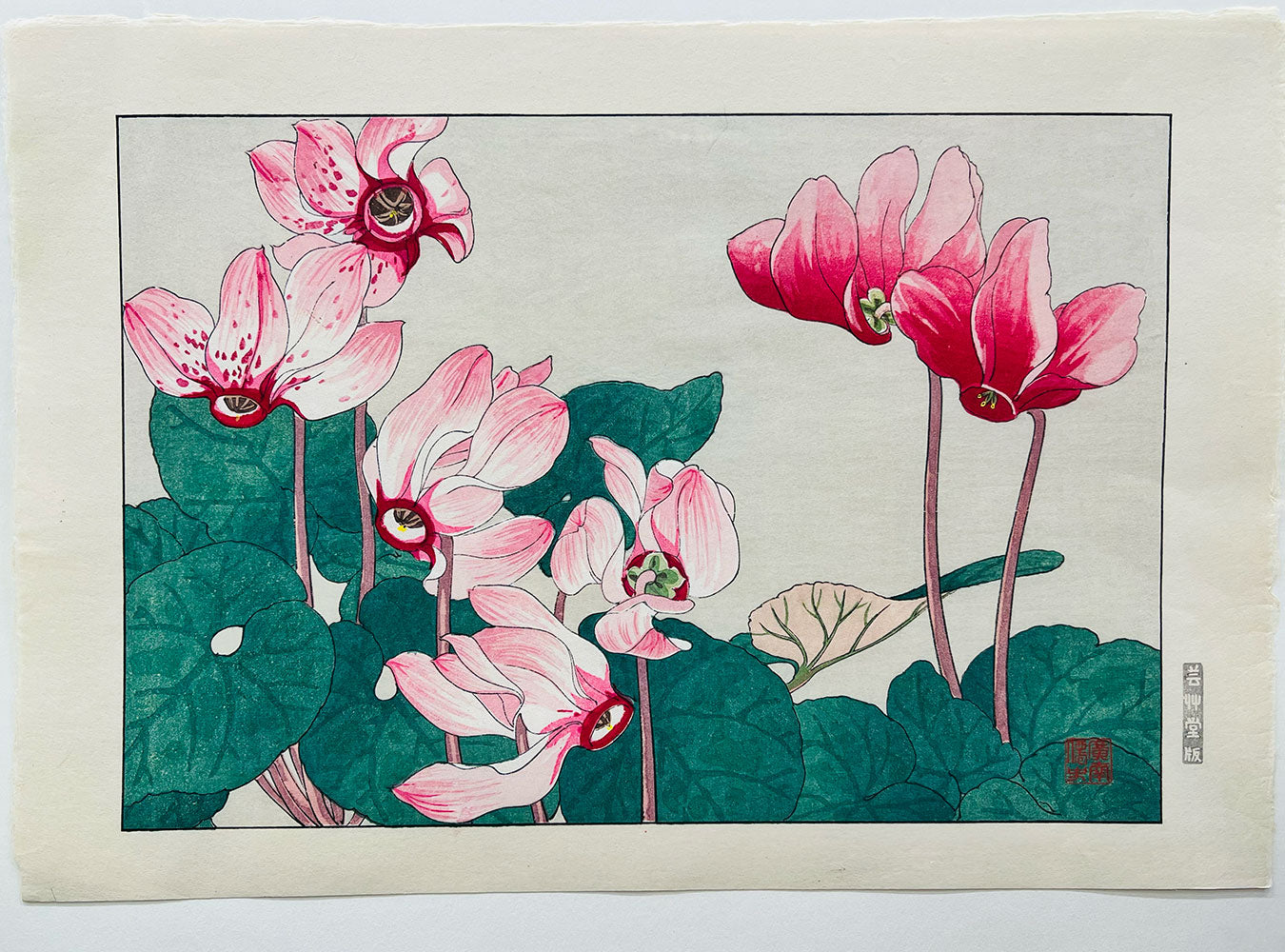 Woodblock print "Cyclamen" by Tanigami Konan published by UNSODO