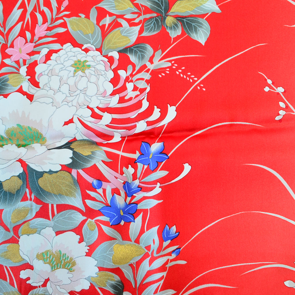 Silk scarf square "Cotton rose"