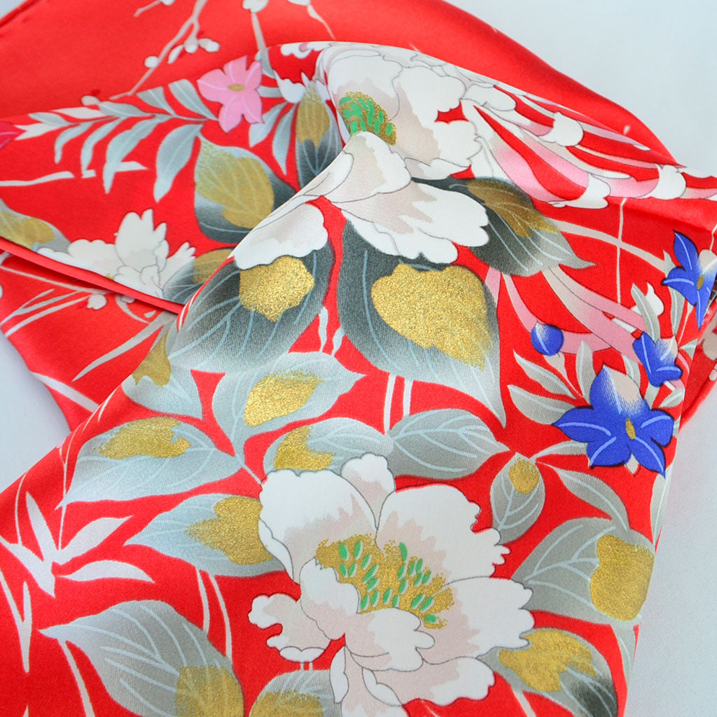 Silk scarf square "Cotton rose"