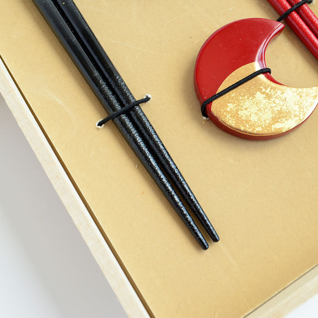 Chopsticks Set of 2P with Rests "Gold & silver leaf"