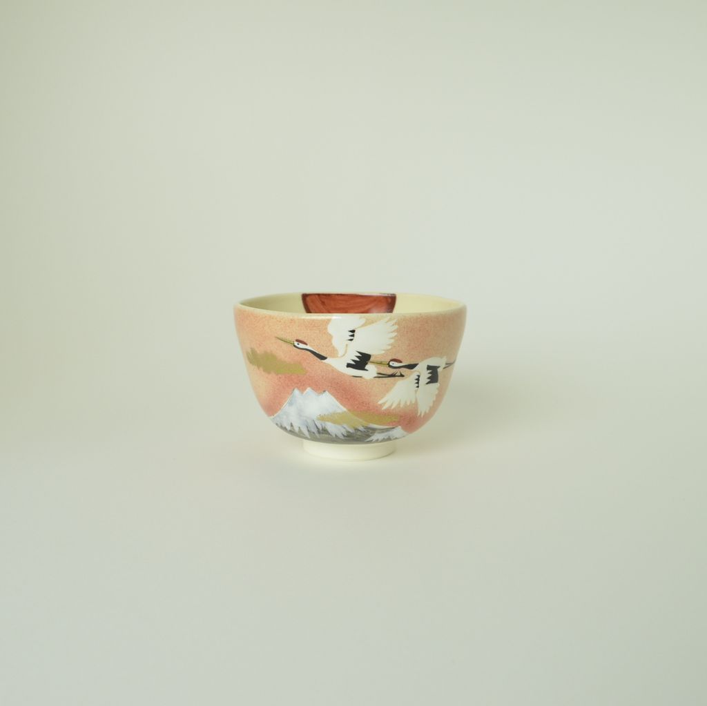 Tea Bowl "Golden Sunrise and Crane"