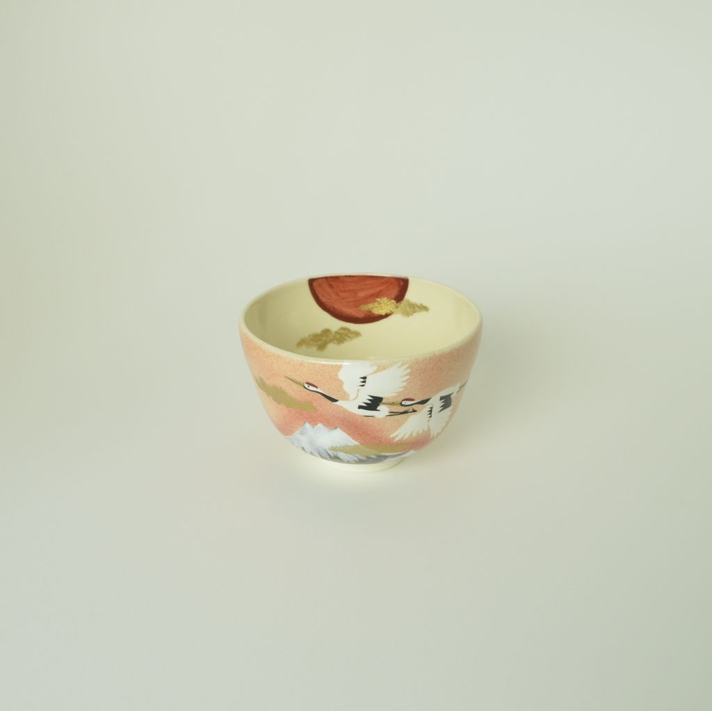 Tea Bowl "Golden Sunrise and Crane"