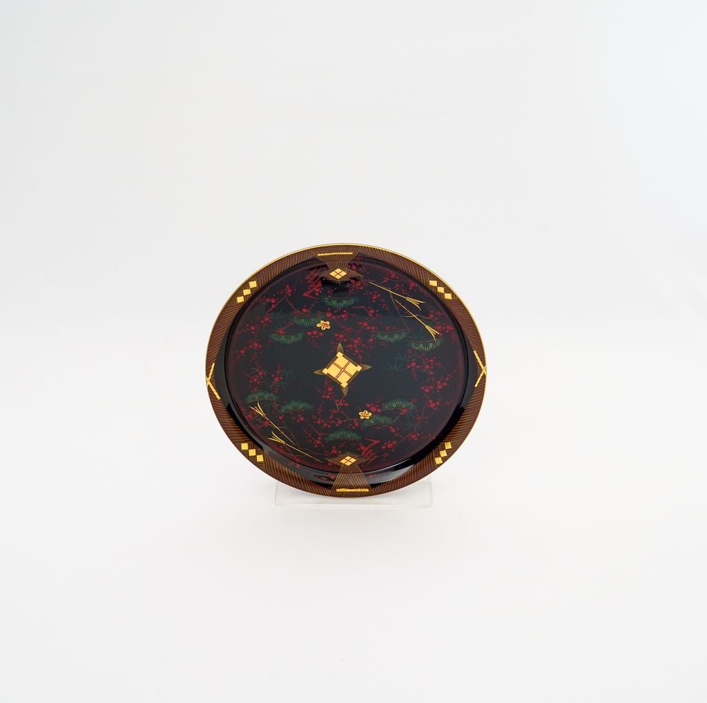 Lacquerware Plate Traditional Aizu paint "Pine, bamboo and plum" Round 6.0