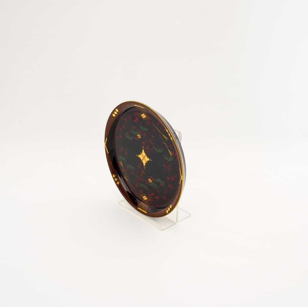 Lacquerware Plate Traditional Aizu paint "Pine, bamboo and plum" Round 6.0