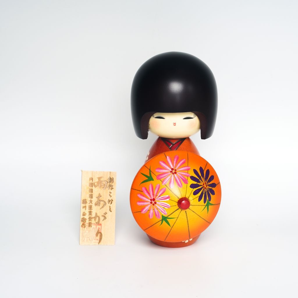 Kokeshi doll "Ameagari(After the Rain)" Red