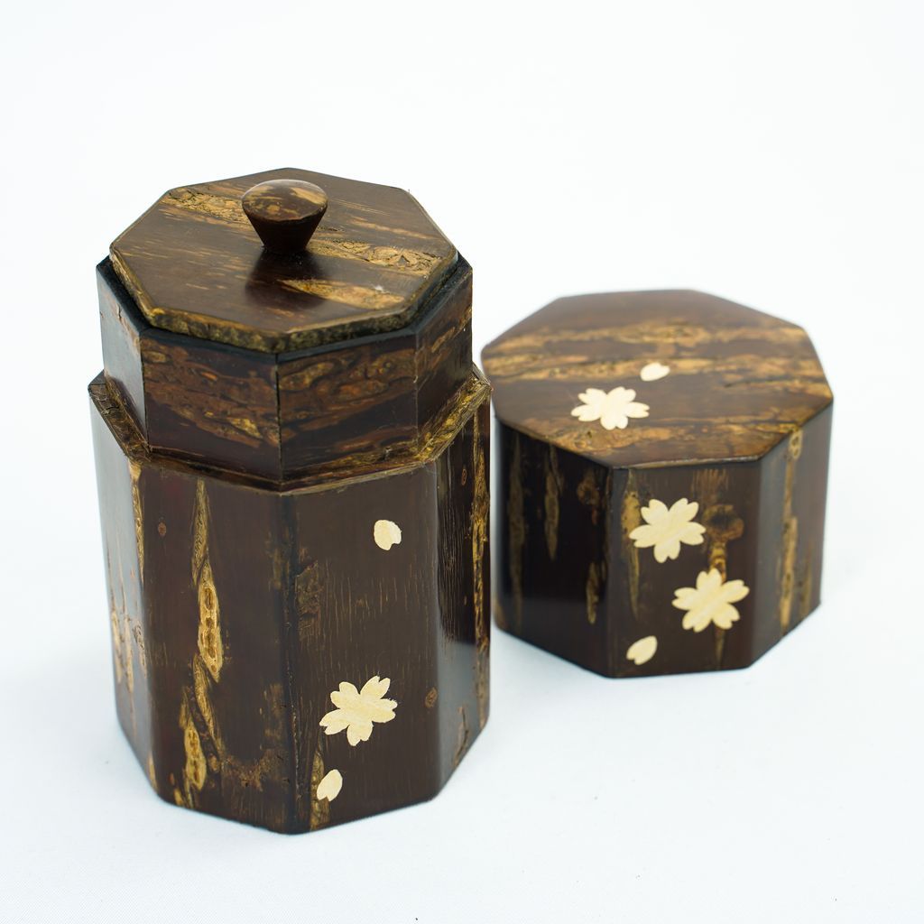 Kabazaiku Cherry Bark Tea Caddy "Octagonal Sakura"