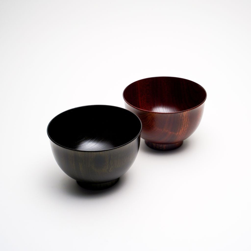 Lacquered Wooden Soup Bowl Set of 2p “Beni Keyaki & Ancient Keyaki”
