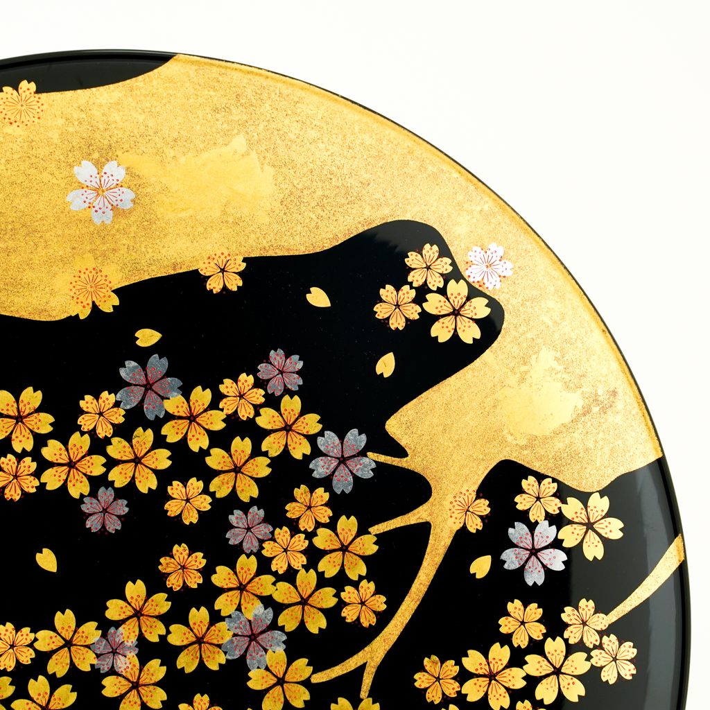 Lacquerware  Decorative plate "Cherry blossoms" with stand Size 10