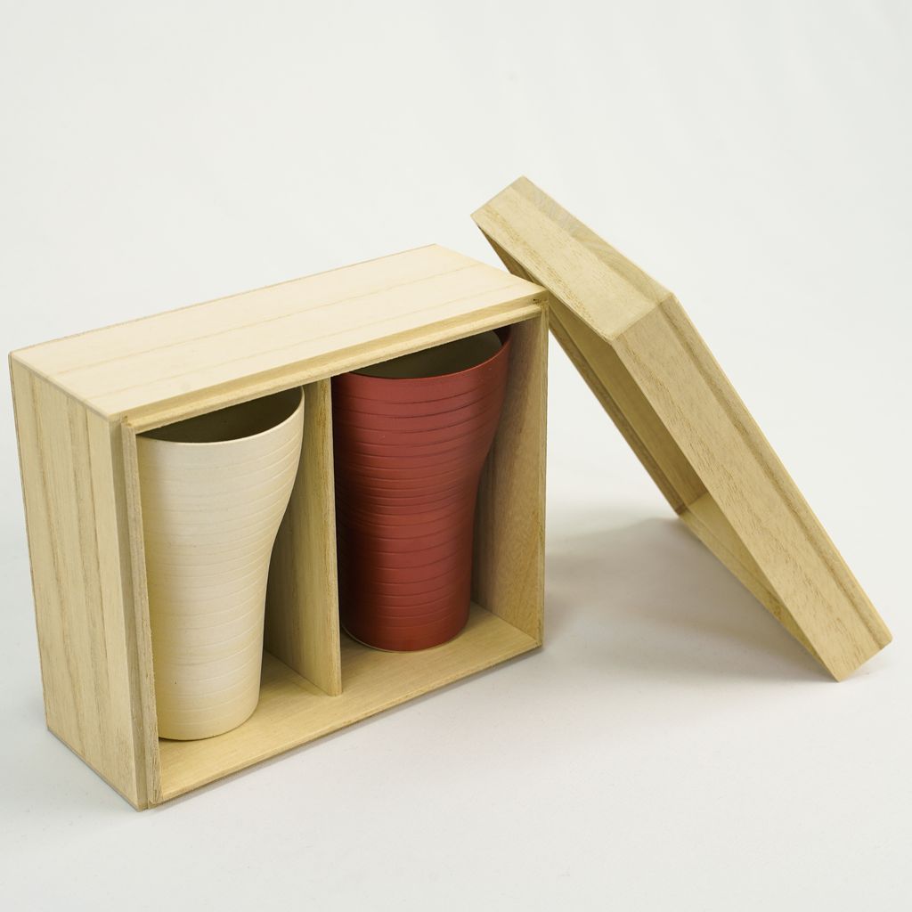 Hasami Ware Chiffon Paired Beer Cups (Copper and Pearl White)