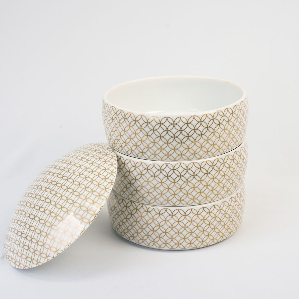 Arita Ware Three-layered Stacking Box "Gilded Shippou"