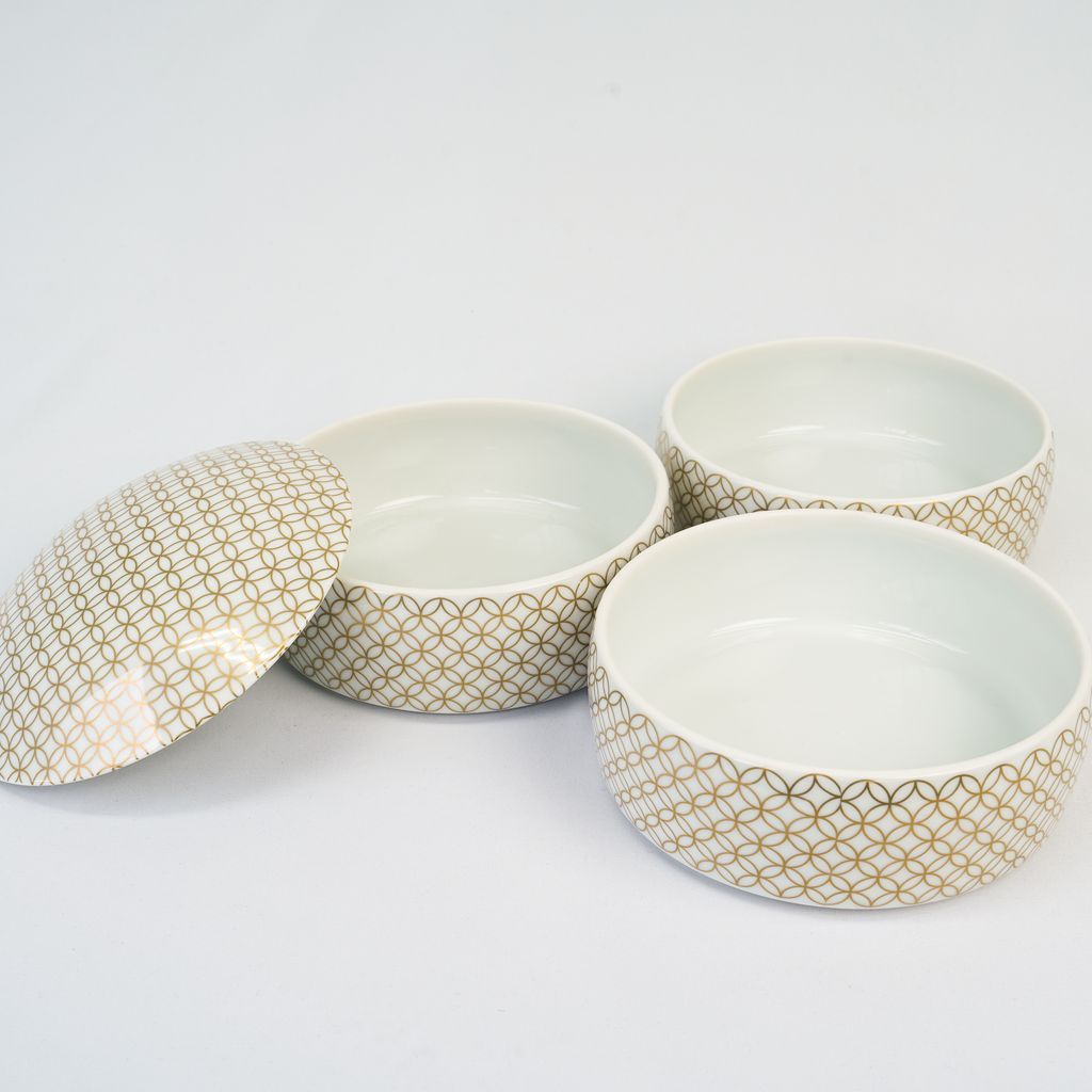 Arita Ware Three-layered Stacking Box "Gilded Shippou"