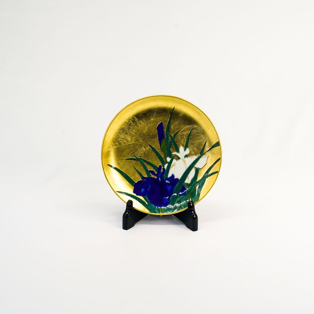Arita Ware Medium-sized Decorative Plate with Gold Leaf "Iris"