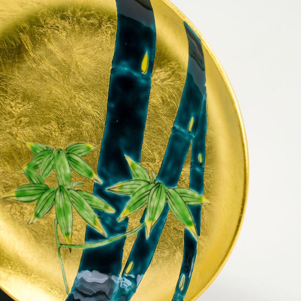 Arita Ware Medium-sized Decorative Plate with Gold Leaf "Bamboo"  Size 6